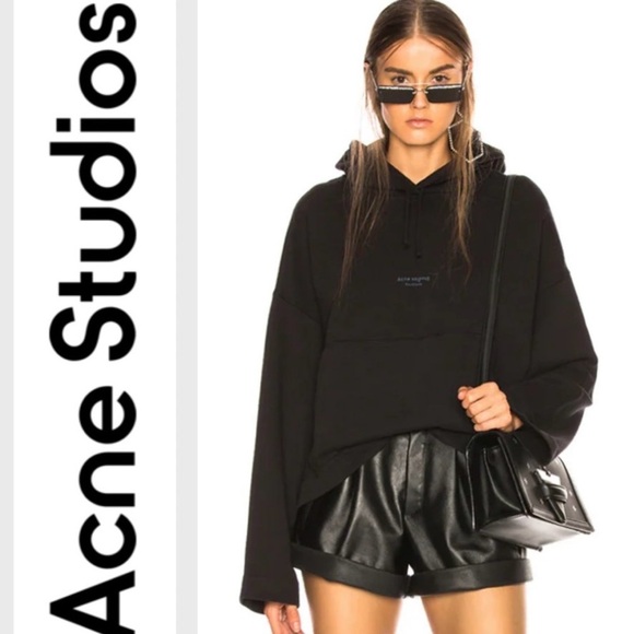 ACNE STUDIOS Black Joghy Cropped Hooded Sweatshirt XS - Picture 1 of 10